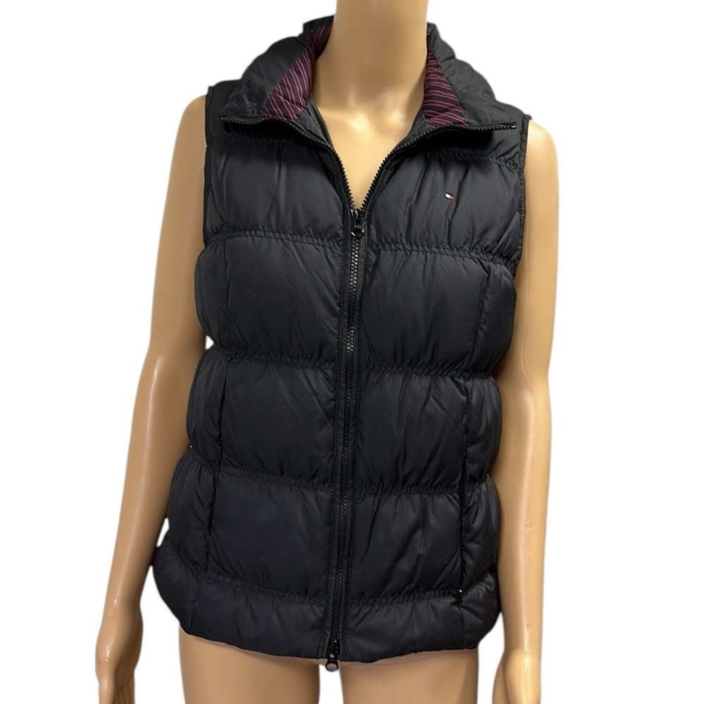 Tommy Hilfiger Black Down and Feather Puffer Full Zip Vest with pockets Small
